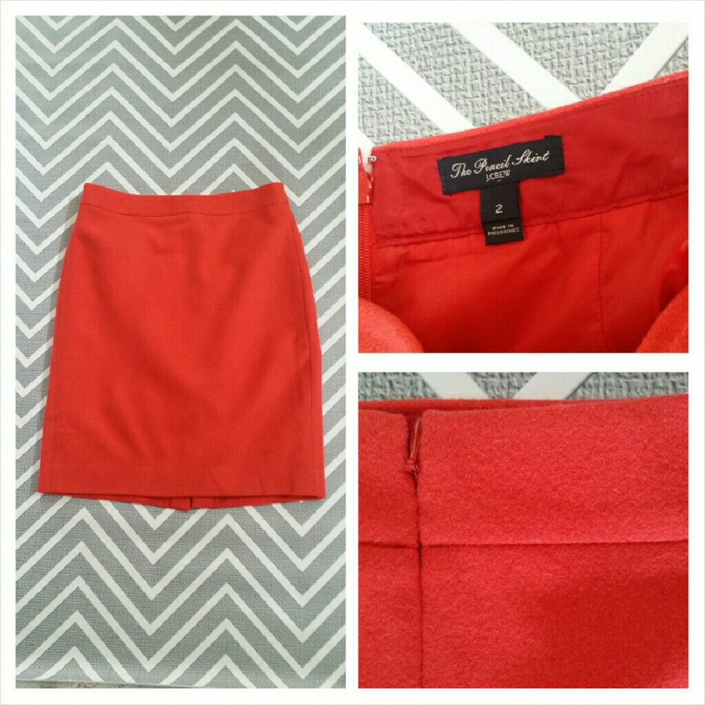 J. Crew Red Wool Pencil Skirt